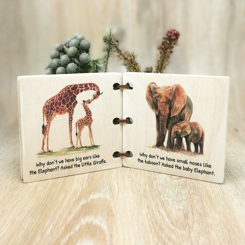 Wooden Baby Book - Safari Friends