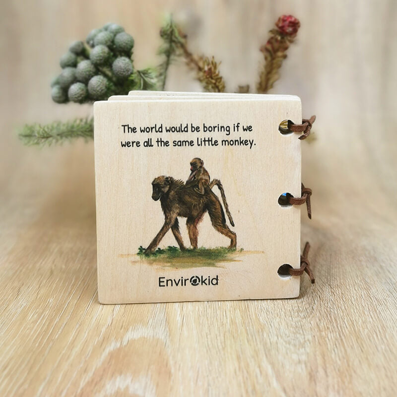 Wooden Baby Book - Safari Friends