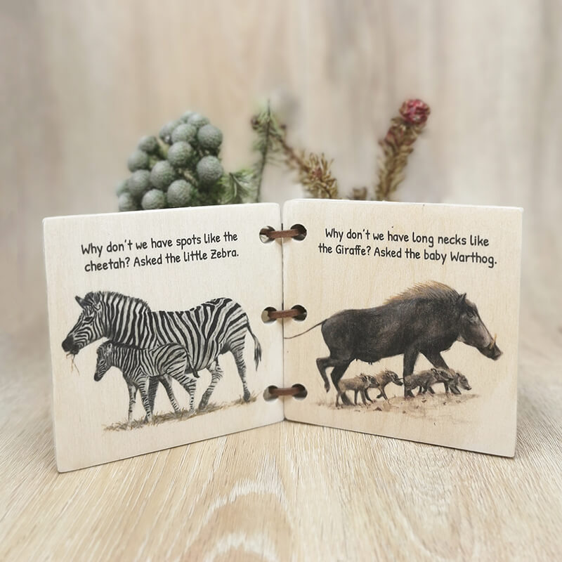 Wooden Baby Book - Safari Friends